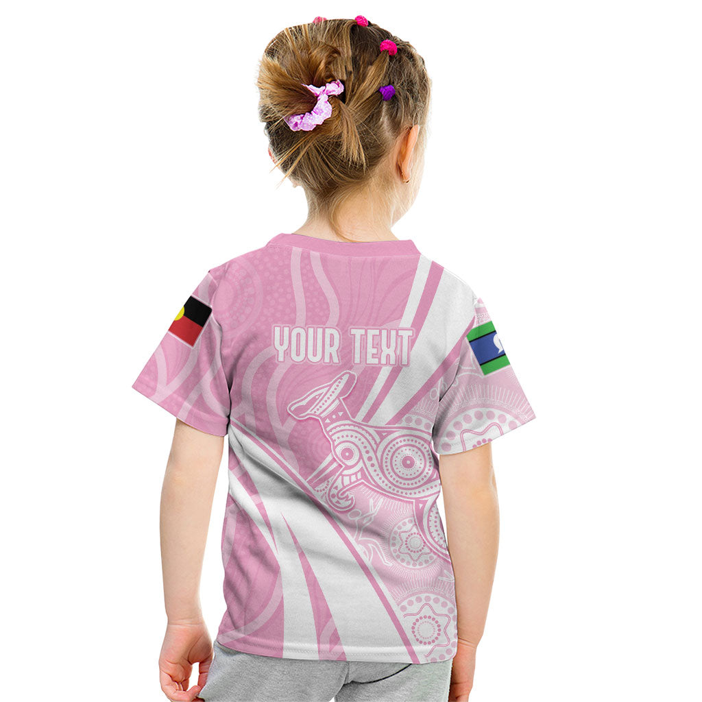 Australia Bowls Personalised Indigenous Pink Round Kid T Shirt