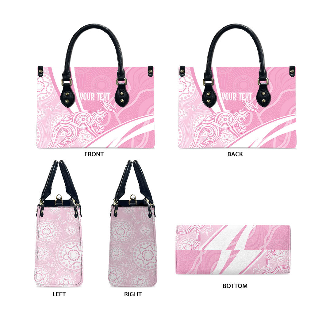 Australia Bowls Personalised Indigenous Pink Round Leather Bag