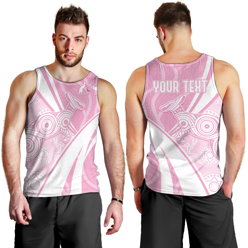 Australia Bowls Personalised Indigenous Pink Round Men Tank Top