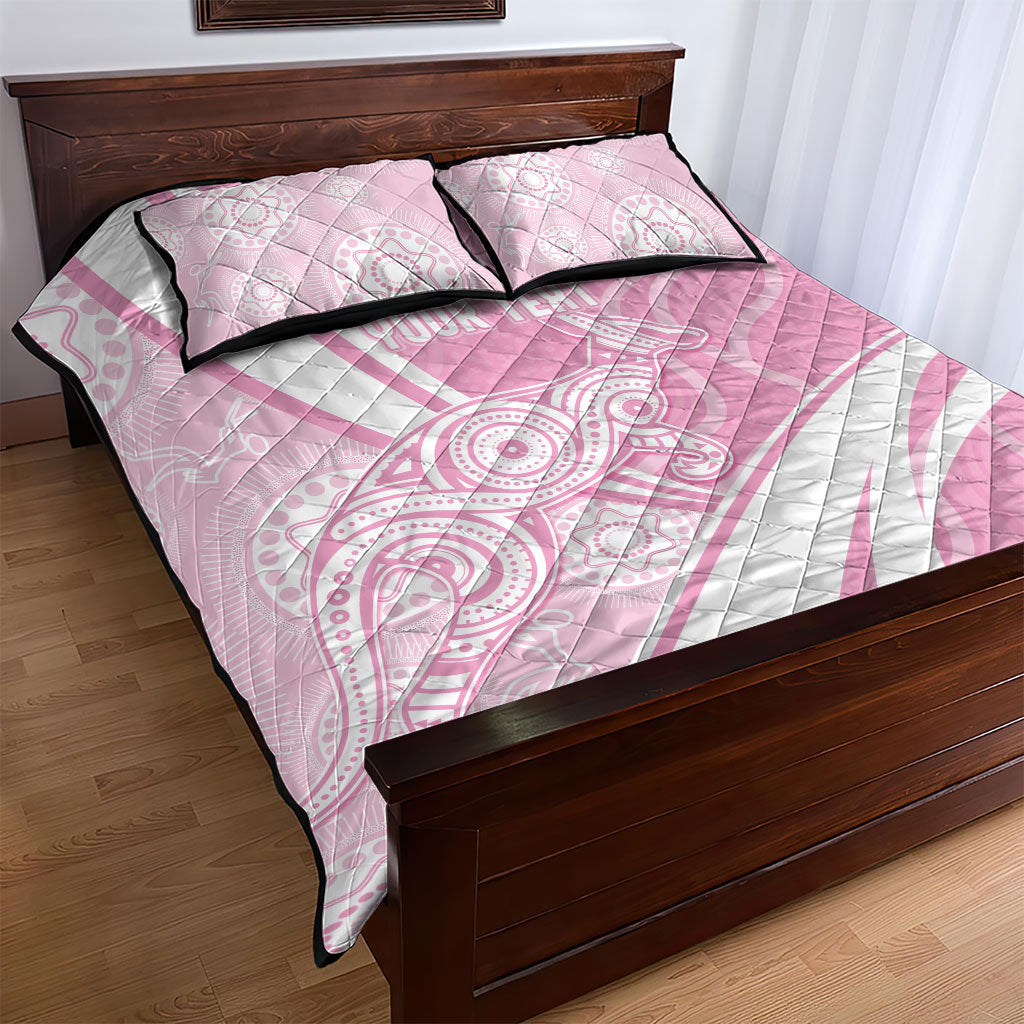 Australia Bowls Personalised Indigenous Pink Round Quilt Bed Set