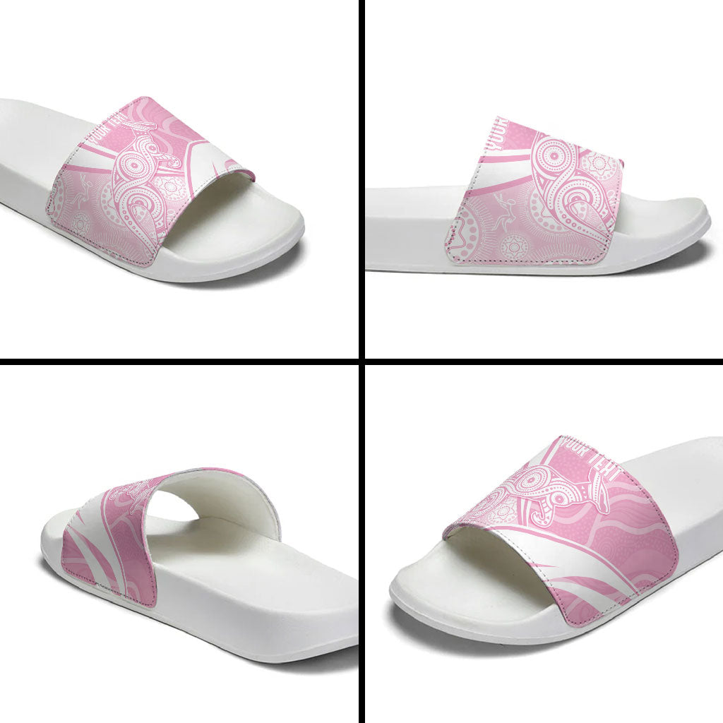 Australia Bowls Personalised Indigenous Pink Round Slide Sandals