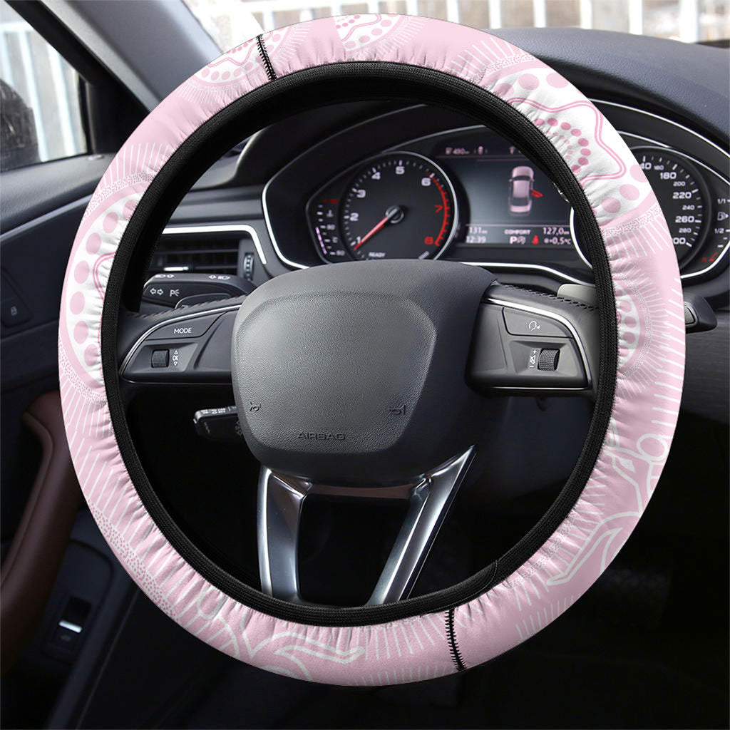 Australia Bowls Indigenous Pink Round Steering Wheel Cover