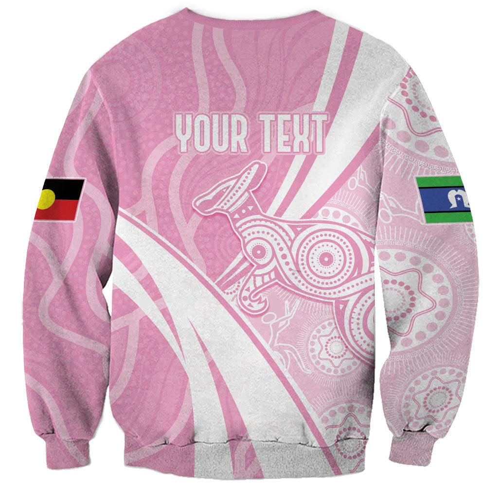Australia Bowls Personalised Indigenous Pink Round Sweatshirt