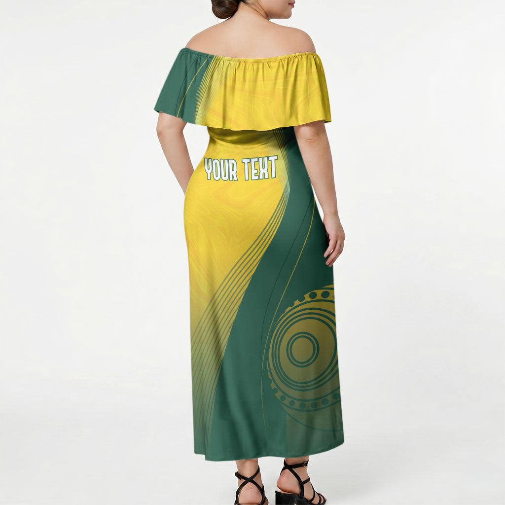 Australia Bowls Personalised Off Shoulder Maxi Dress Basic Marble Glaze - National Color