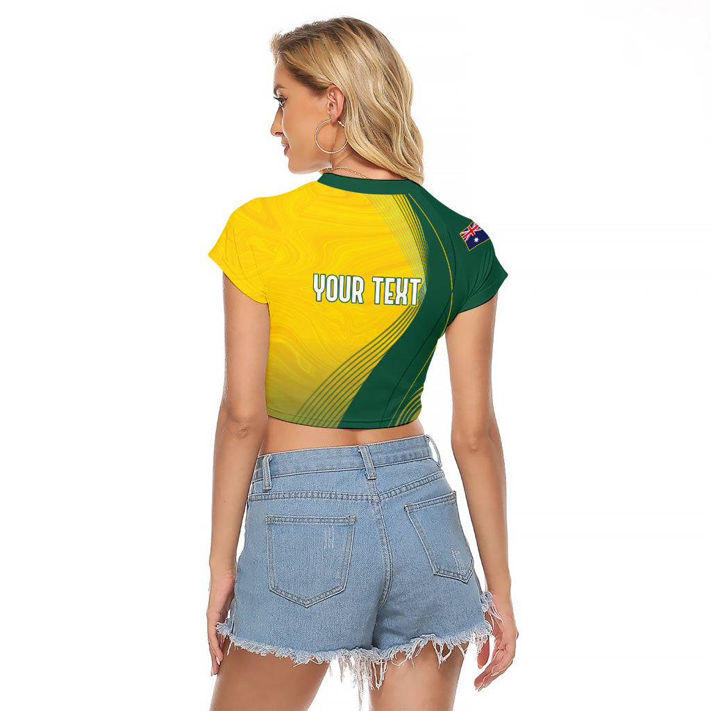 Australia Bowls Personalised Raglan Cropped T Shirt Basic Marble Glaze - National Color