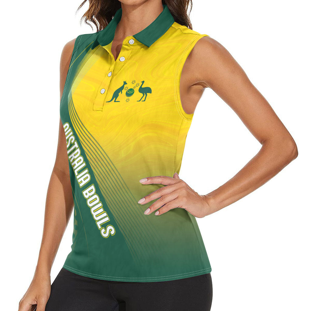 Australia Bowls Personalised Women Sleeveless Polo Shirt Basic Marble Glaze - National Color