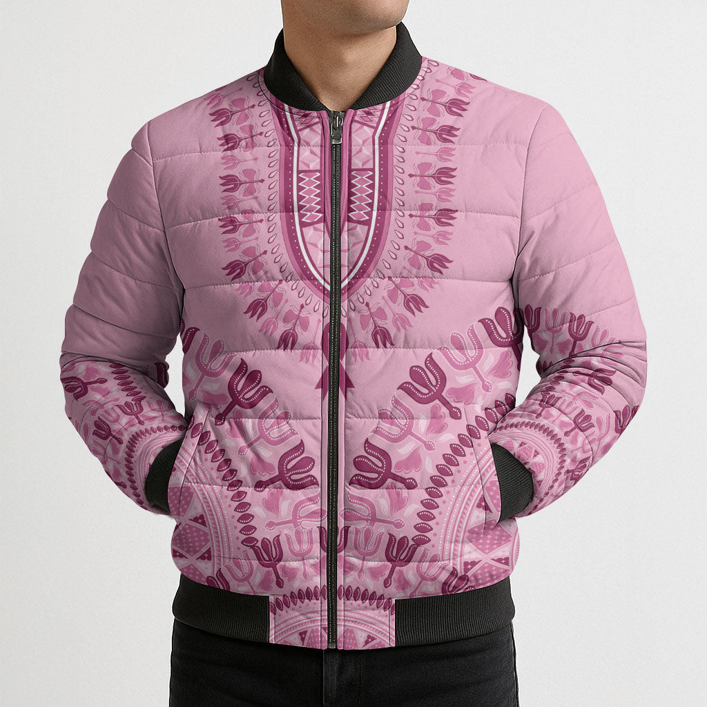 Dashiki Glamorous Pink Bomber Puffer Jacket Breast Cancer Fighter