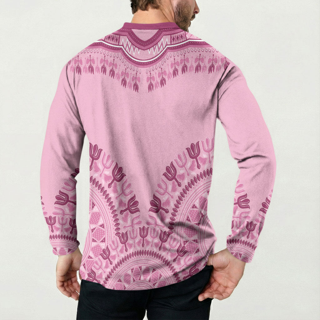 Dashiki Glamorous Pink Button Sweatshirt Breast Cancer Fighter