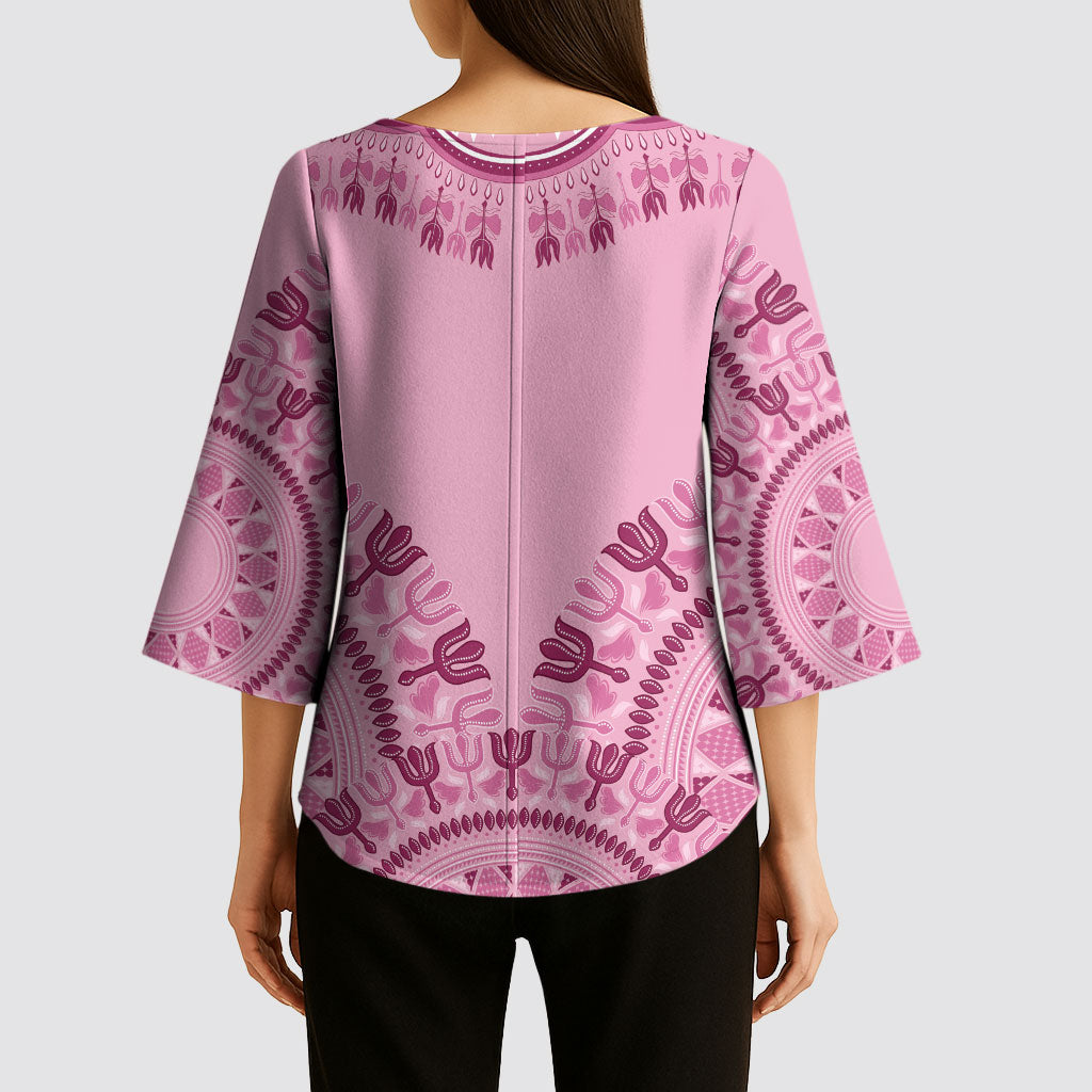 Dashiki Glamorous Pink Kimono Sleeve Blouse Breast Cancer Fighter
