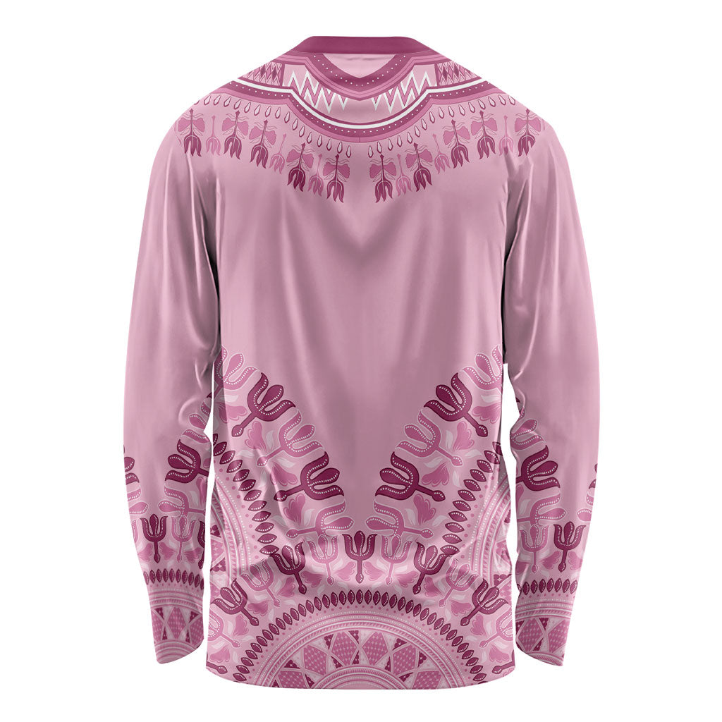 Dashiki Glamorous Pink Long Sleeve Shirt Breast Cancer Fighter