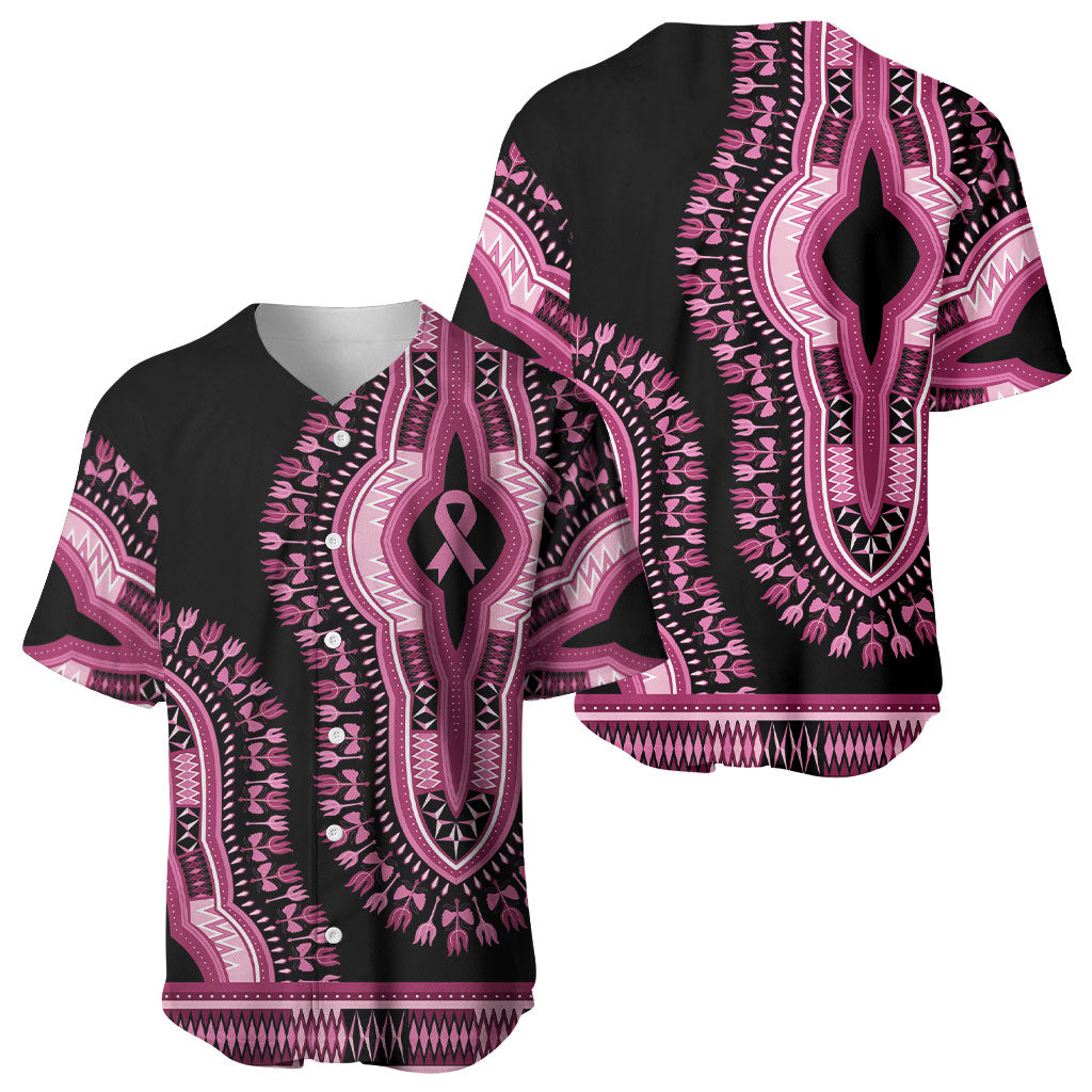 Breast Cancer Pink Ribbon Baseball Jersey Dashiki Style