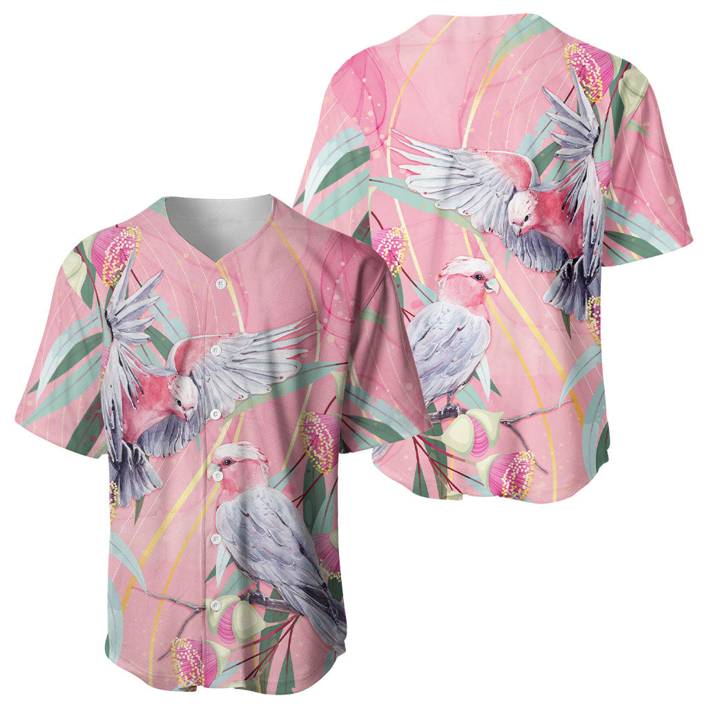 Australia Breast Cancer Baseball Jersey Pink Galah with Eucalyptus Flowers