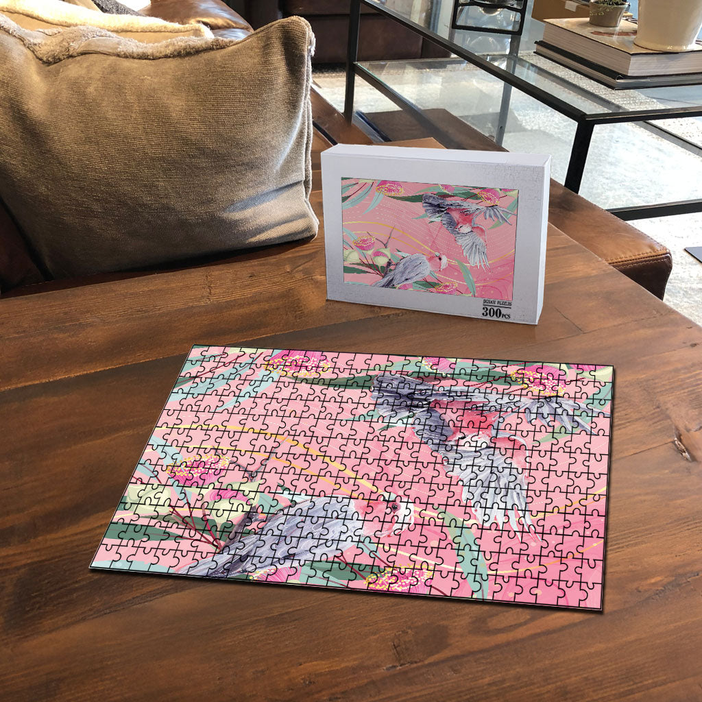 Australia Breast Cancer Puzzle Pink Galah with Eucalyptus Flowers