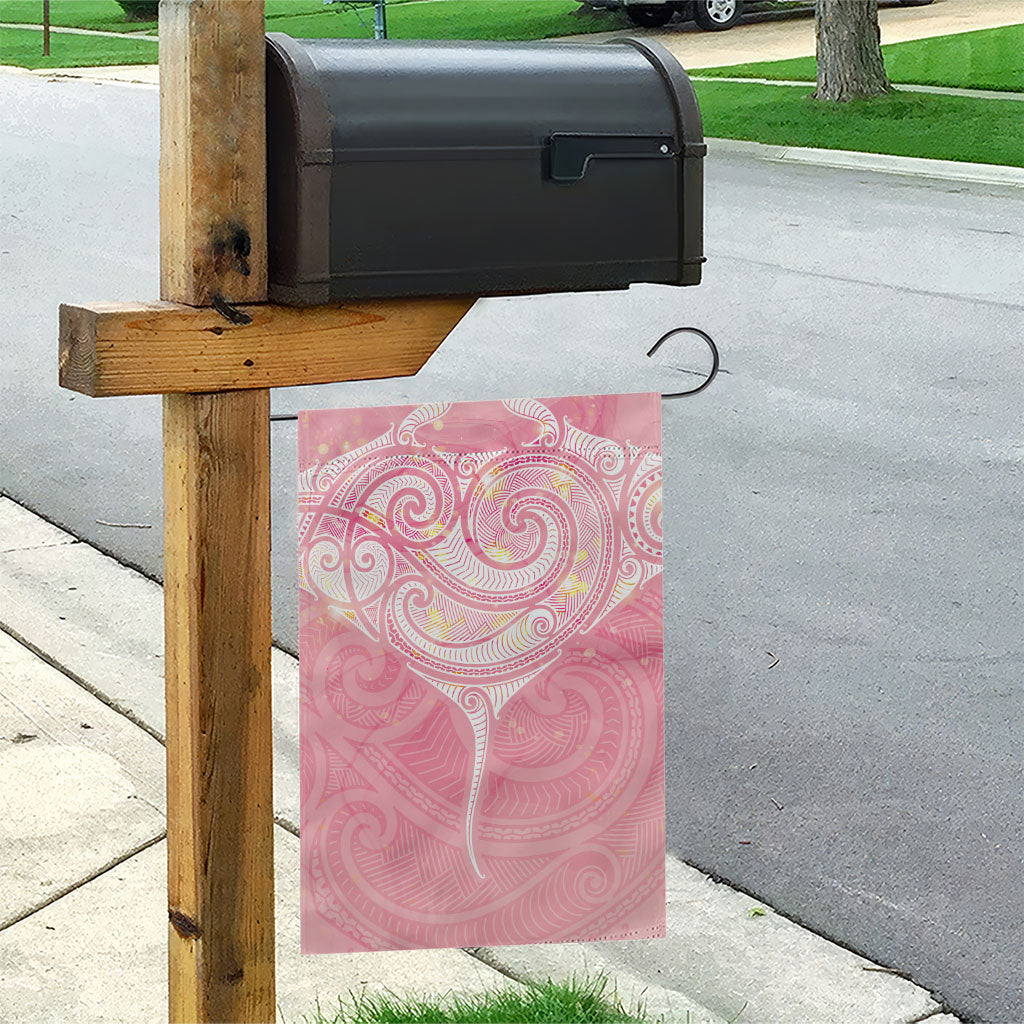 Breast Cancer Movement Maori Aotearoa Garden Flag Manta Ray - Pink Glaze