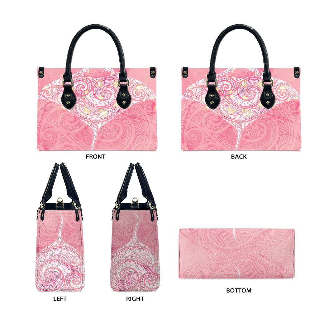 Breast Cancer Movement Maori Aotearoa Leather Bag Manta Ray - Pink Glaze