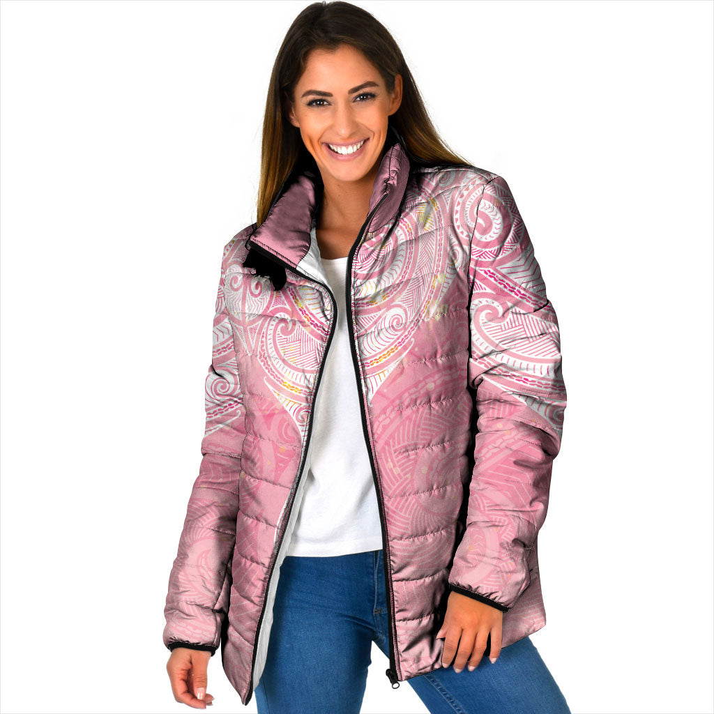 Breast Cancer Movement Maori Aotearoa Padded Jacket Manta Ray - Pink Glaze