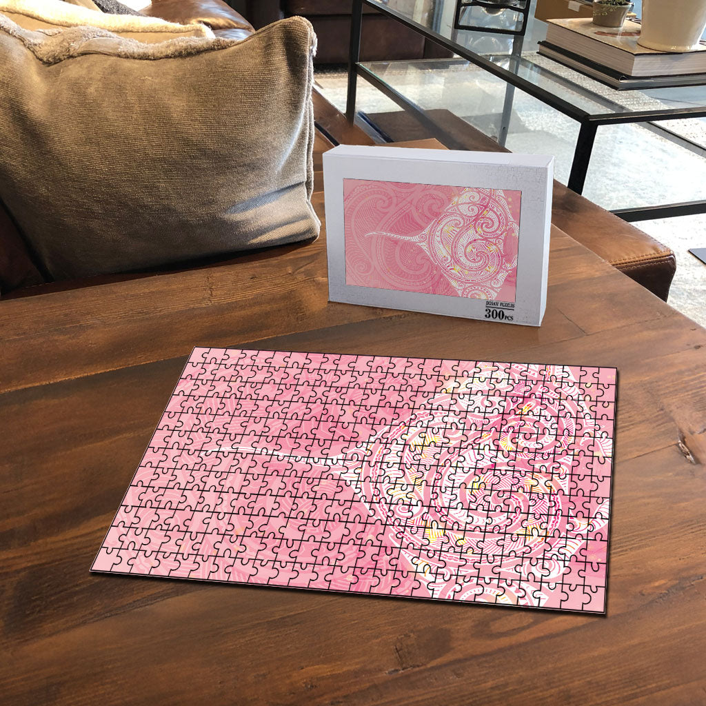Breast Cancer Movement Maori Aotearoa Puzzle Manta Ray - Pink Glaze