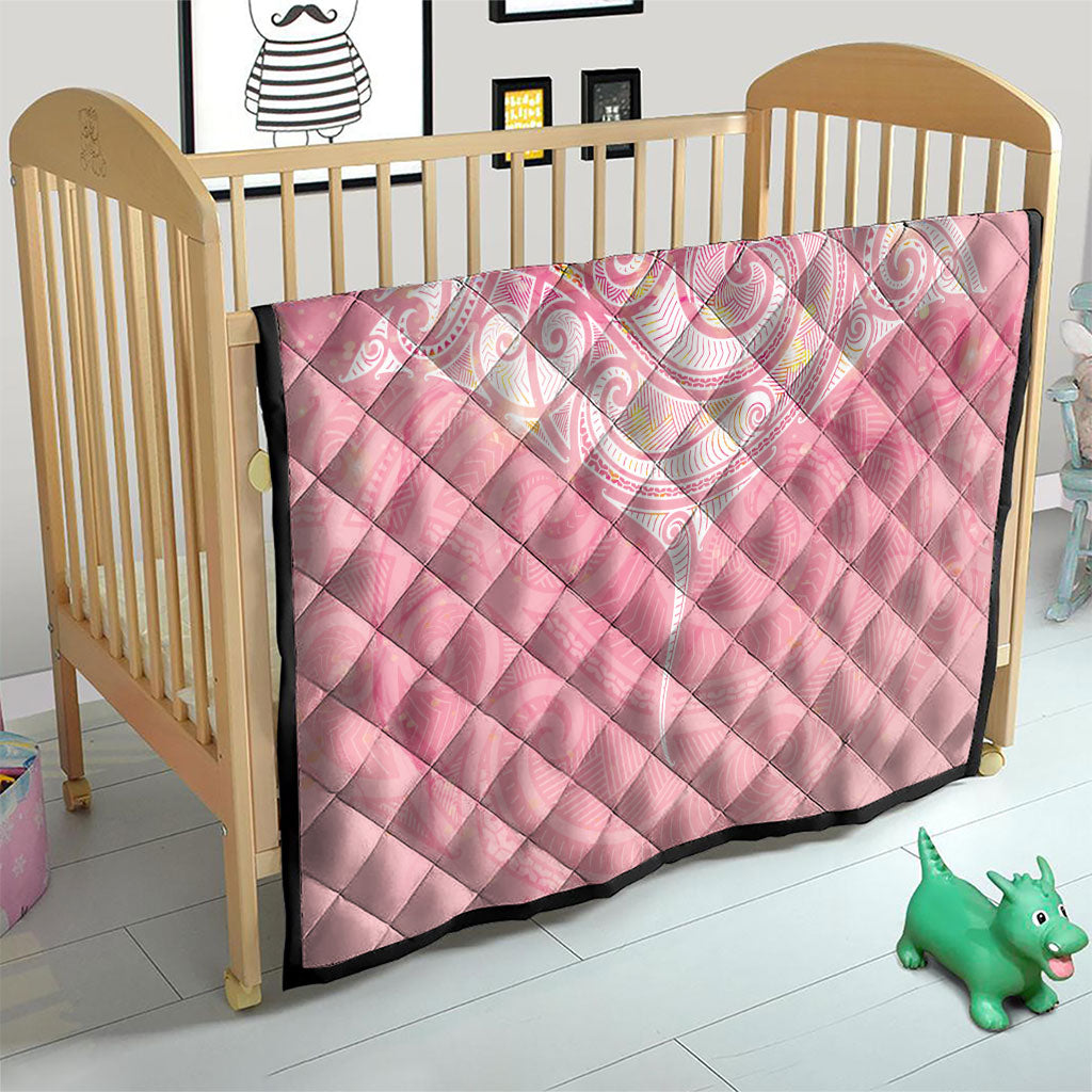 Breast Cancer Movement Maori Aotearoa Quilt Manta Ray - Pink Glaze