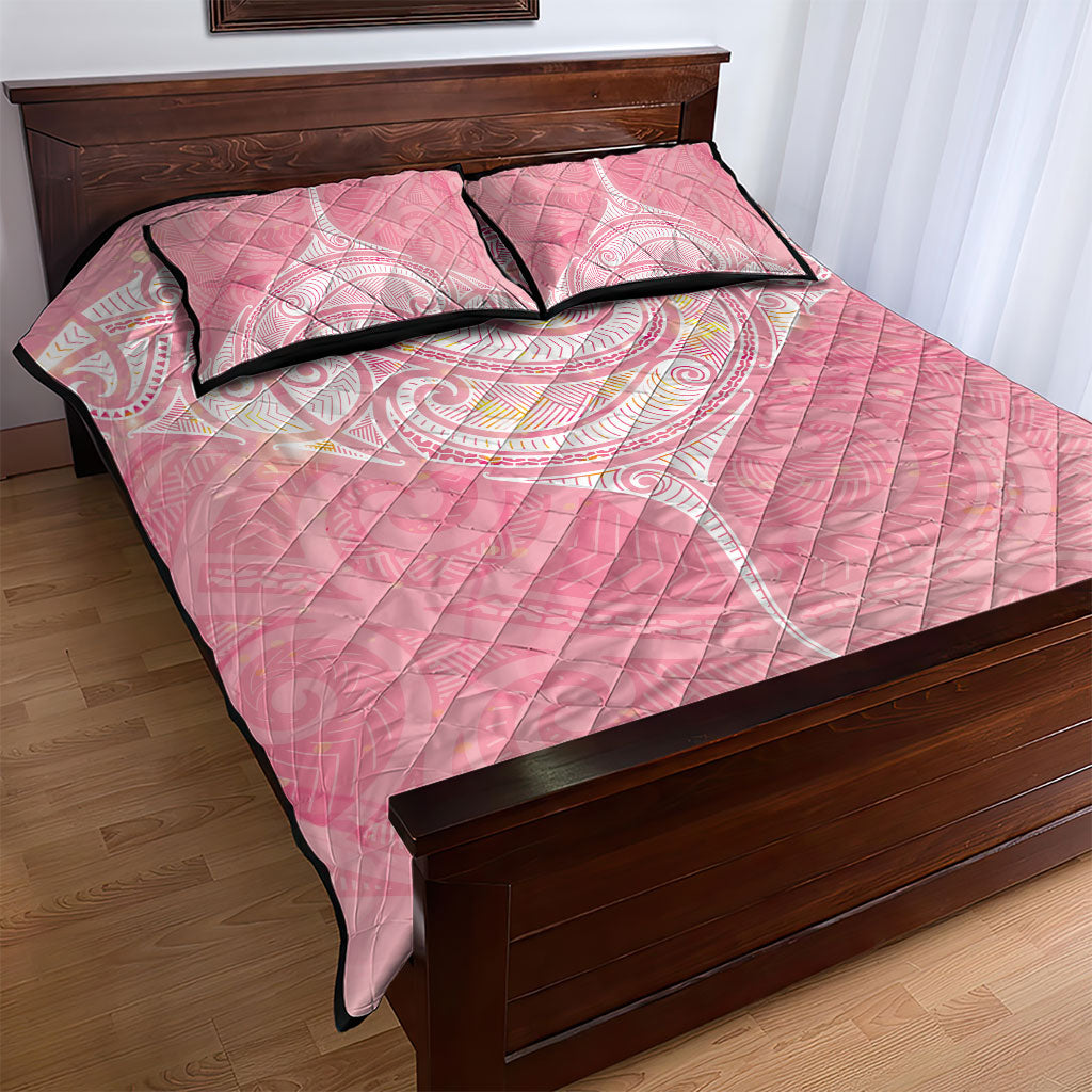 Breast Cancer Movement Maori Aotearoa Quilt Bed Set Manta Ray - Pink Glaze