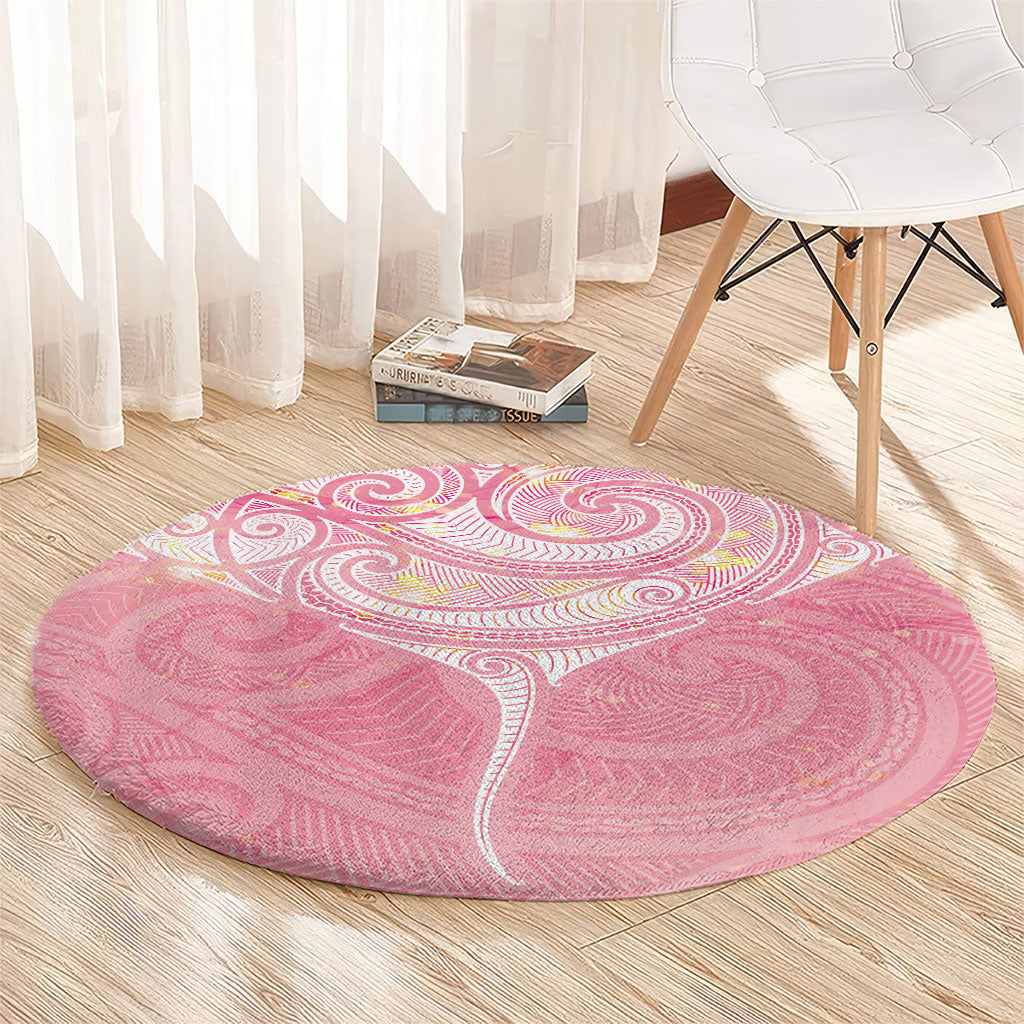 Breast Cancer Movement Maori Aotearoa Round Carpet Manta Ray - Pink Glaze