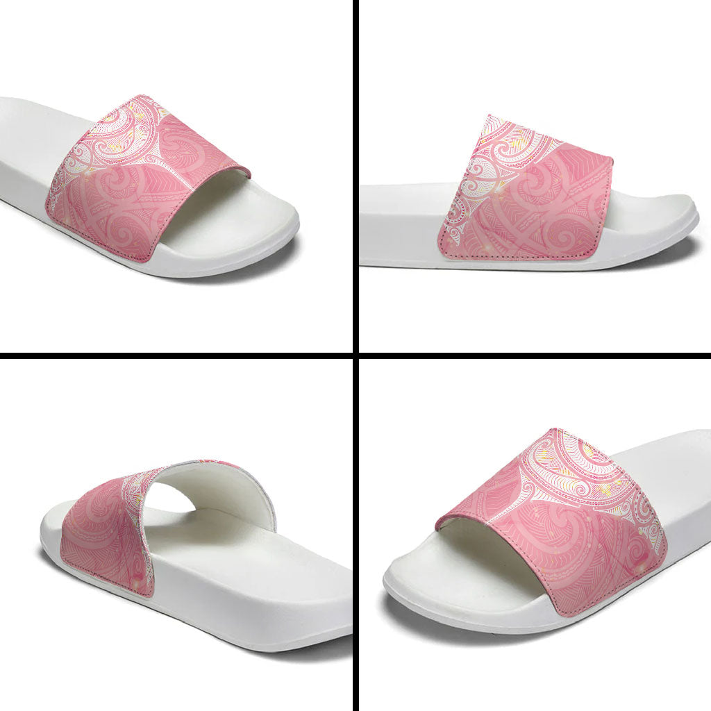 Breast Cancer Movement Maori Aotearoa Slide Sandals Manta Ray - Pink Glaze