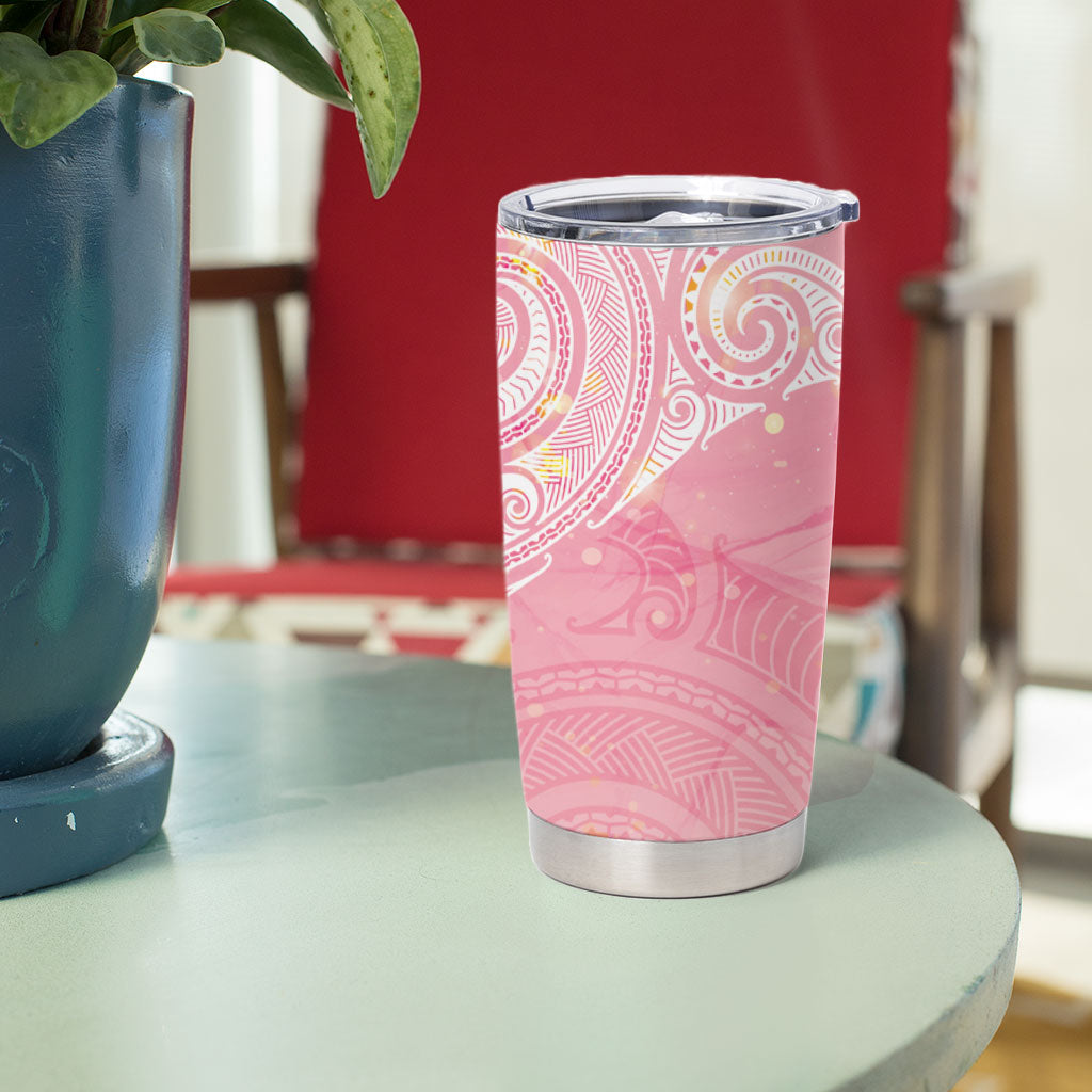 Breast Cancer Movement Maori Aotearoa Tumbler Cup Manta Ray - Pink Glaze