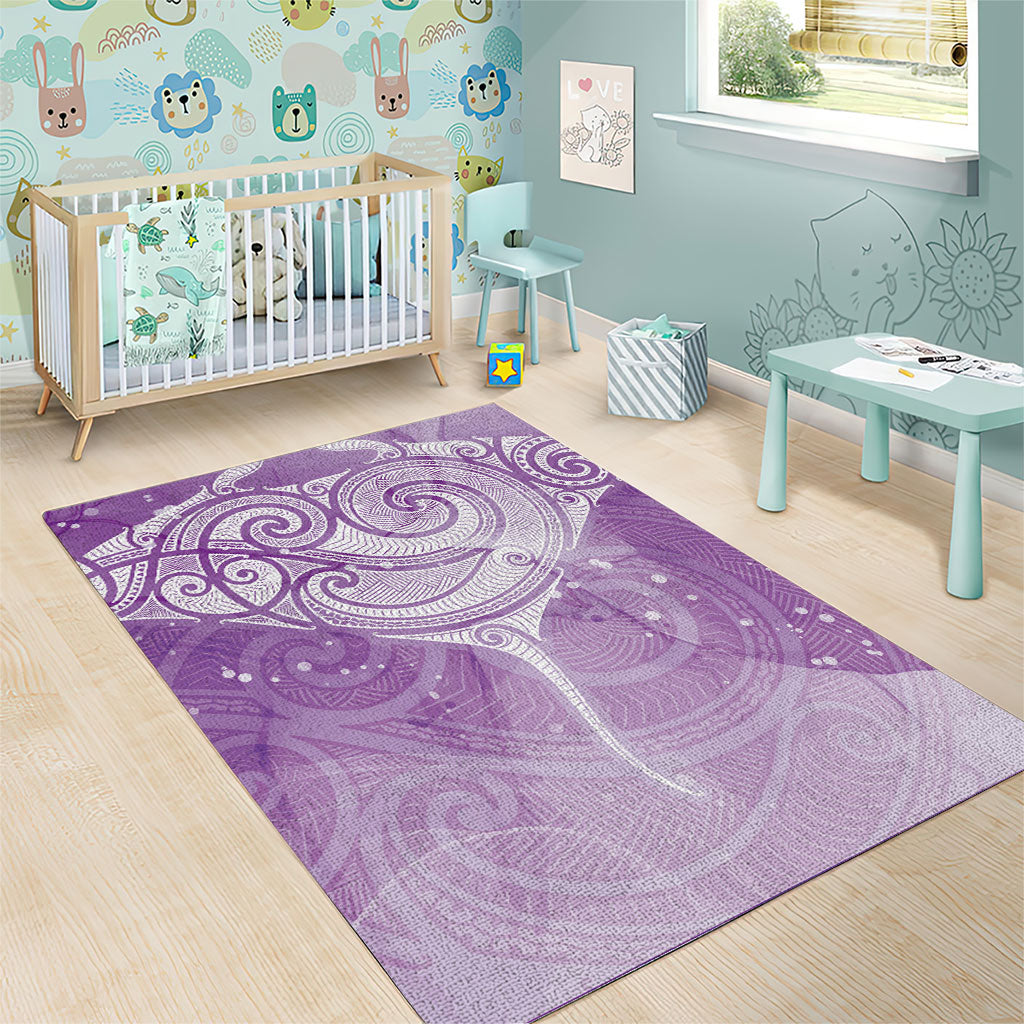Epilepsy Month Maori Aotearoa Area Rug Manta Ray - Purple Glaze