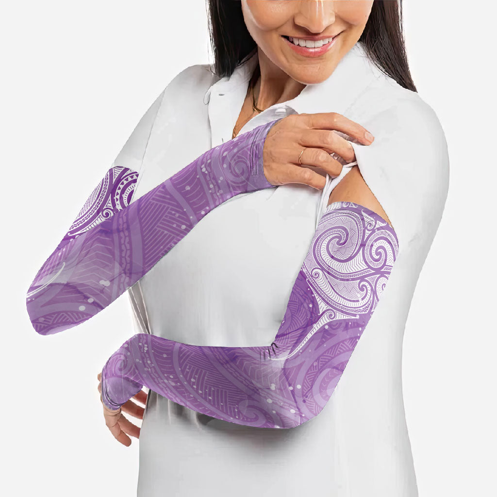 Epilepsy Month Maori Aotearoa Arm Sleeves Manta Ray - Purple Glaze