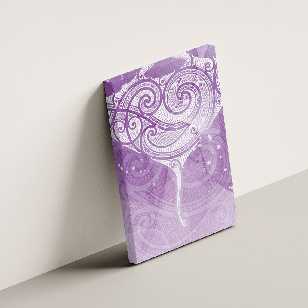 Epilepsy Month Maori Aotearoa Canvas Wall Art Manta Ray - Purple Glaze