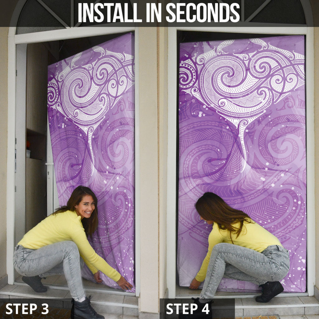 Epilepsy Month Maori Aotearoa Door Cover Manta Ray - Purple Glaze