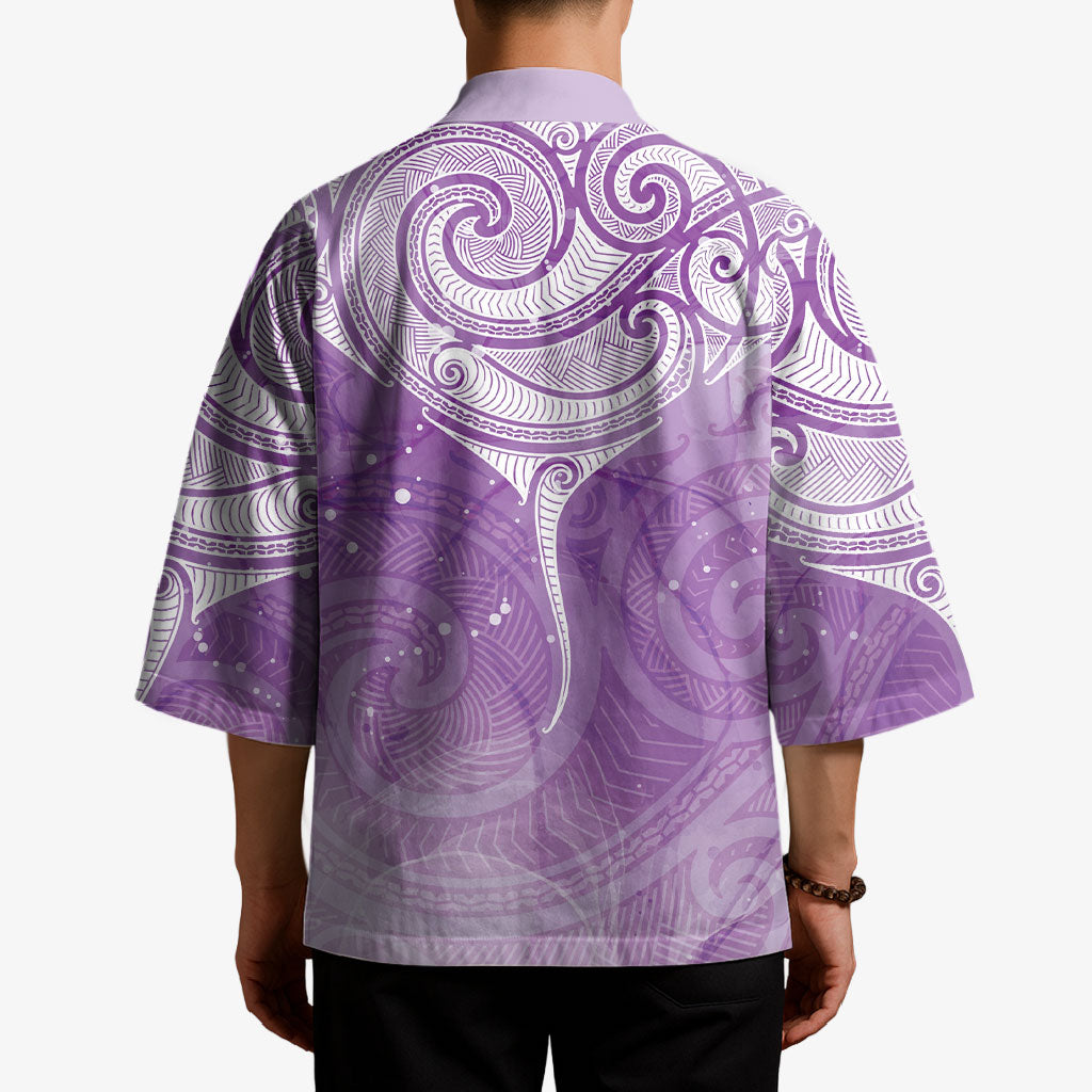 Epilepsy Month Maori Aotearoa Kimono Manta Ray - Purple Glaze