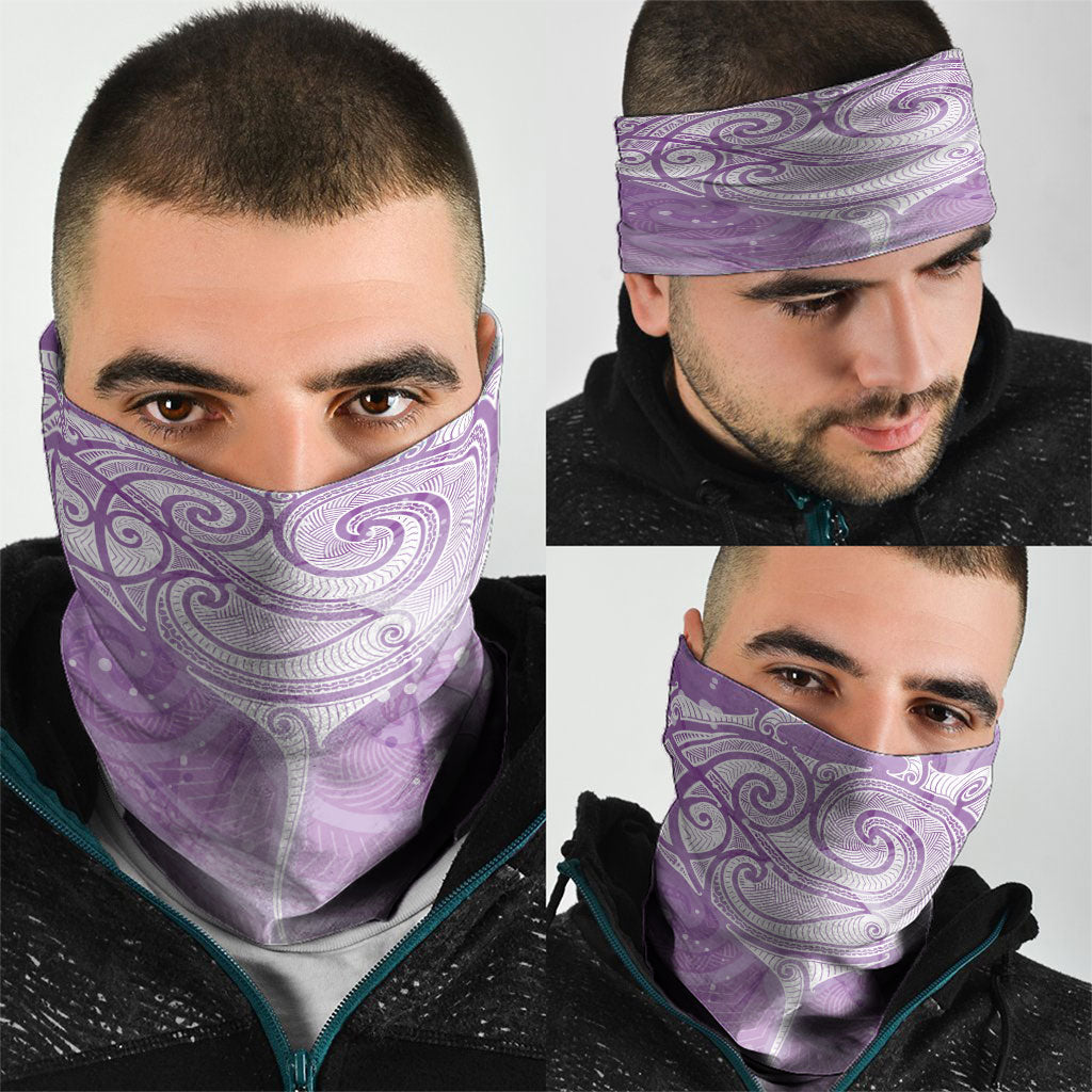 Epilepsy Month Maori Aotearoa Neck Gaiter Manta Ray - Purple Glaze