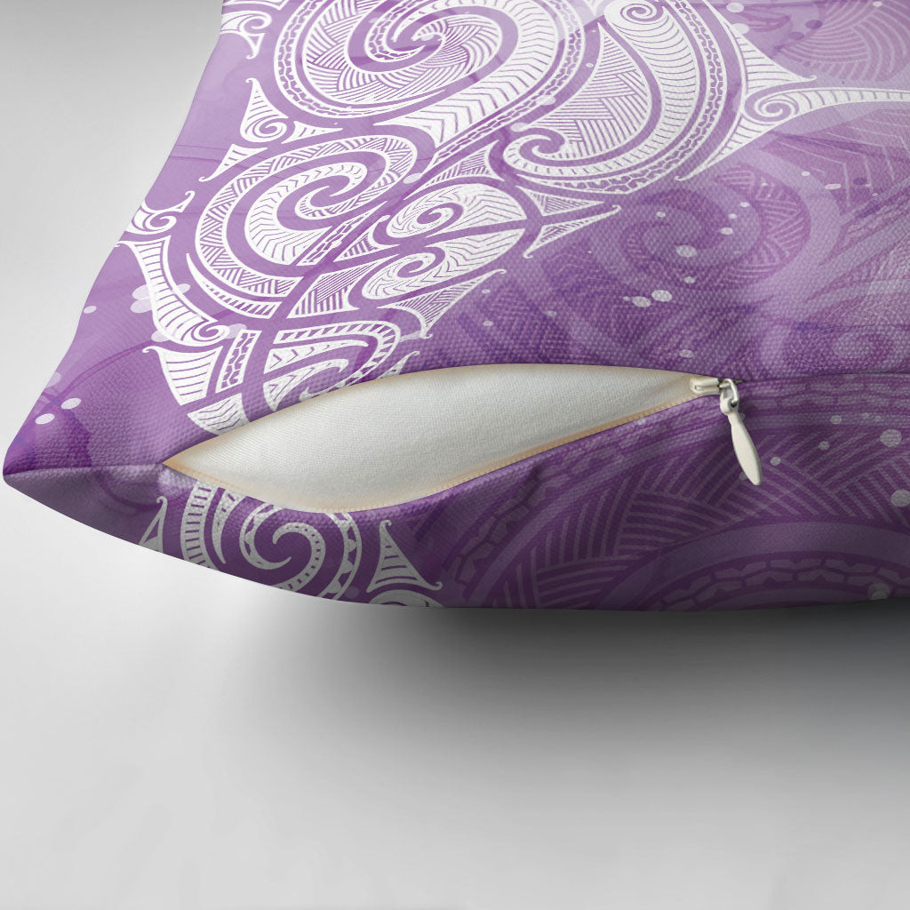 Epilepsy Month Maori Aotearoa Pillow Cover Manta Ray - Purple Glaze