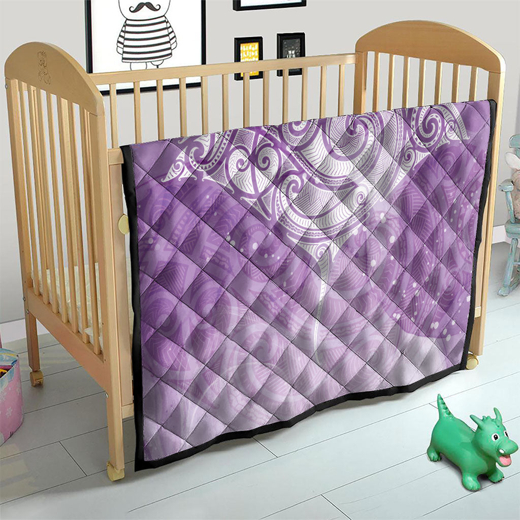 Epilepsy Month Maori Aotearoa Quilt Manta Ray - Purple Glaze