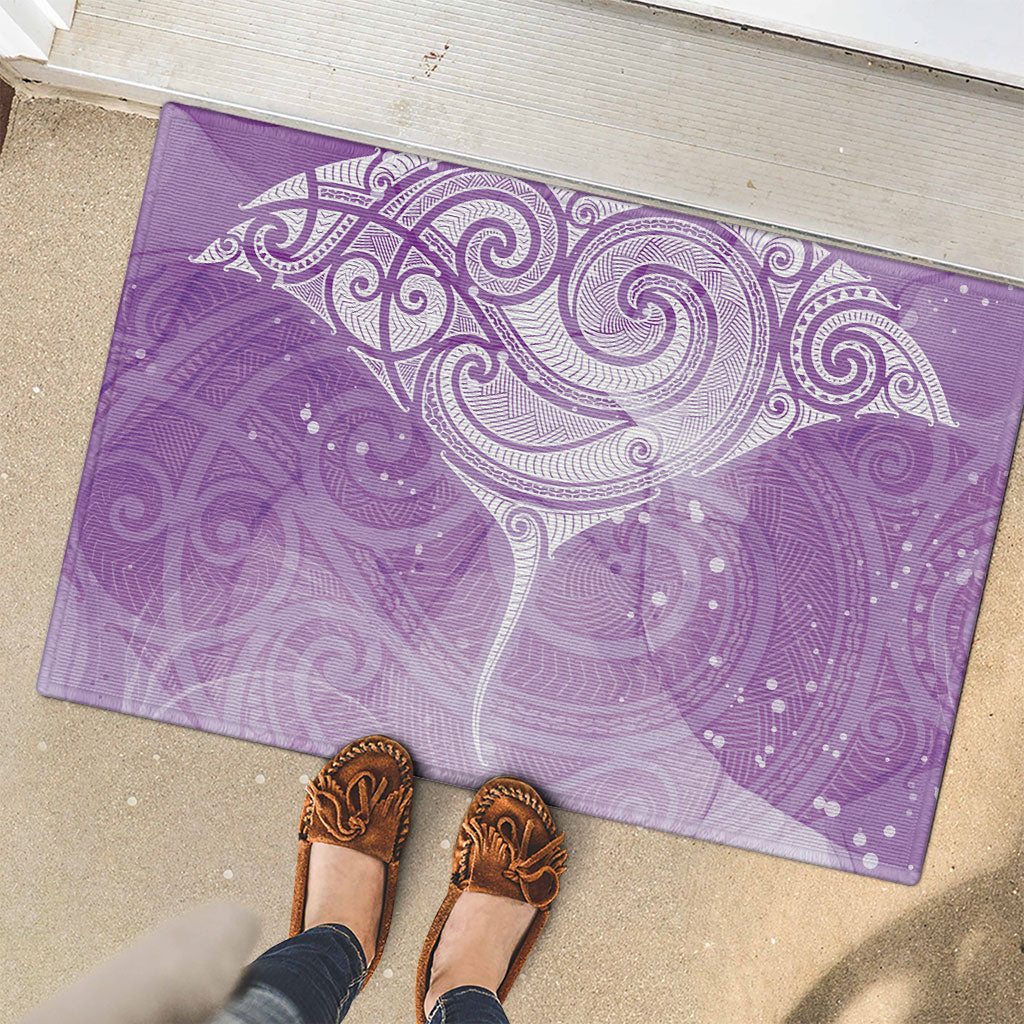 Epilepsy Month Maori Aotearoa Rubber Doormat Manta Ray - Purple Glaze