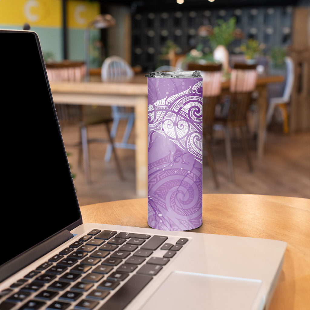 Epilepsy Month Maori Aotearoa Skinny Tumbler Manta Ray - Purple Glaze