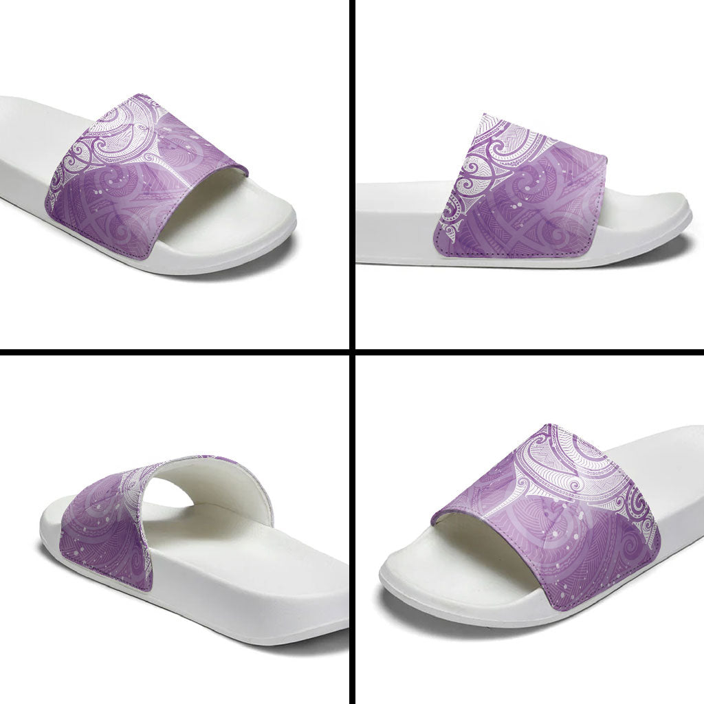 Epilepsy Month Maori Aotearoa Slide Sandals Manta Ray - Purple Glaze
