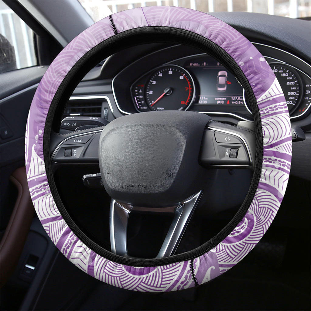 Epilepsy Month Maori Aotearoa Steering Wheel Cover Manta Ray - Purple Glaze