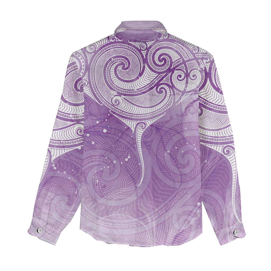 Epilepsy Month Maori Aotearoa Women Casual Shirt Manta Ray - Purple Glaze