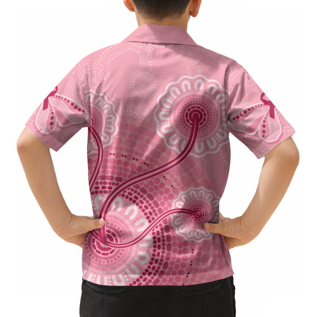 Australia Indigenous Kid Hawaiian Shirt Breast Cancer Ribbon Aboriginal Art - Pink