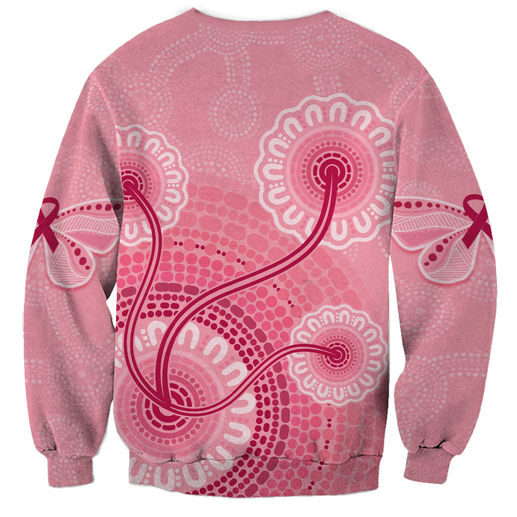 Australia Indigenous Sweatshirt Breast Cancer Ribbon Aboriginal Art - Pink