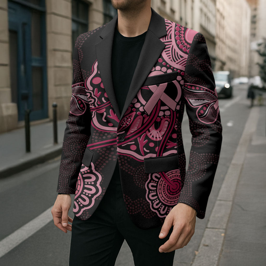 Australia Indigenous Blazer Breast Cancer Ribbon Aboriginal Art - Black