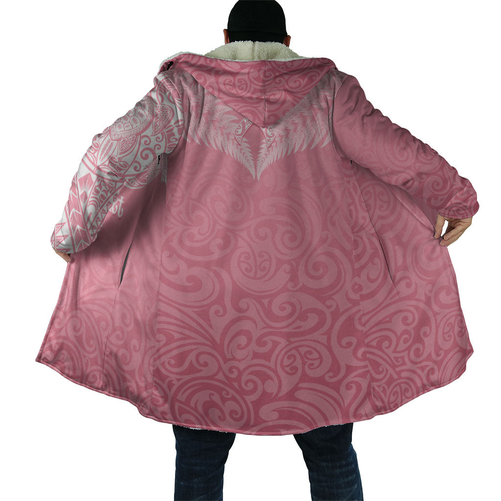 Personalised New Zealand Cloak Pink Ribbon Tattoo Mix Silver Fern