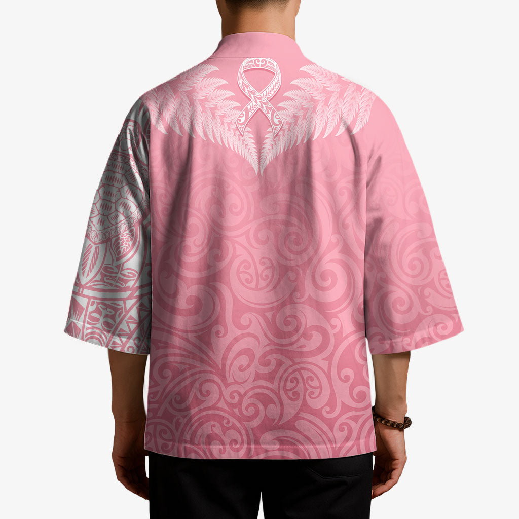 Personalised New Zealand Kimono Pink Ribbon Tattoo Mix Silver Fern