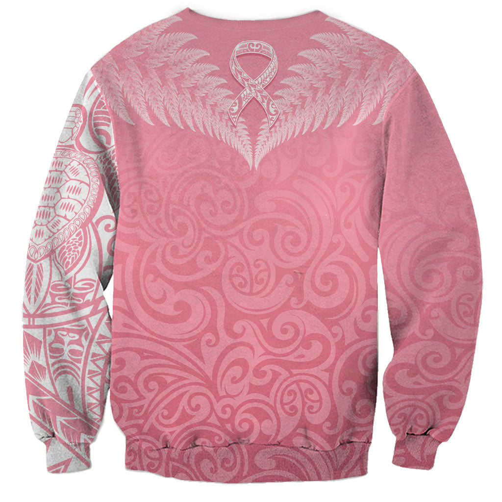 Personalised New Zealand Sweatshirt Pink Ribbon Tattoo Mix Silver Fern