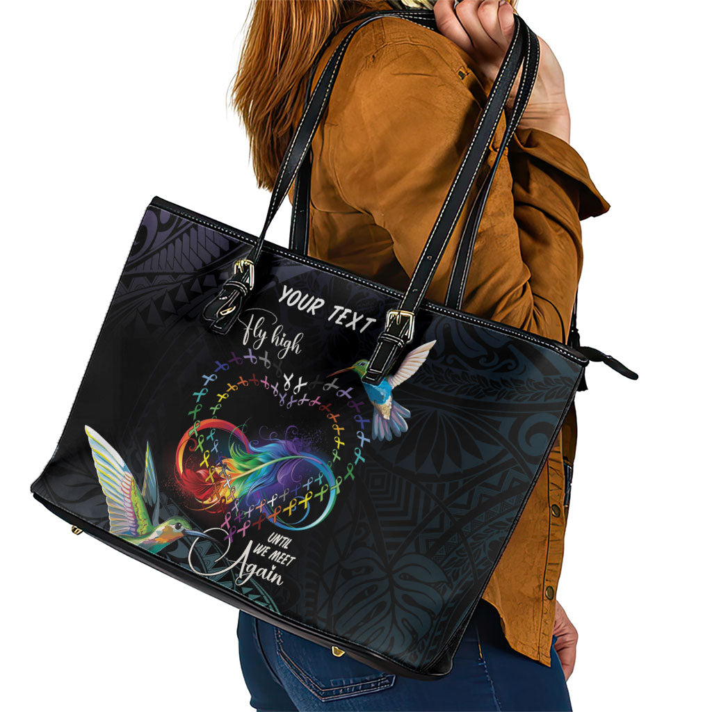 Polynesian Hummingbird - Fly High Until We Meet Again Personalized Leather Tote Bag