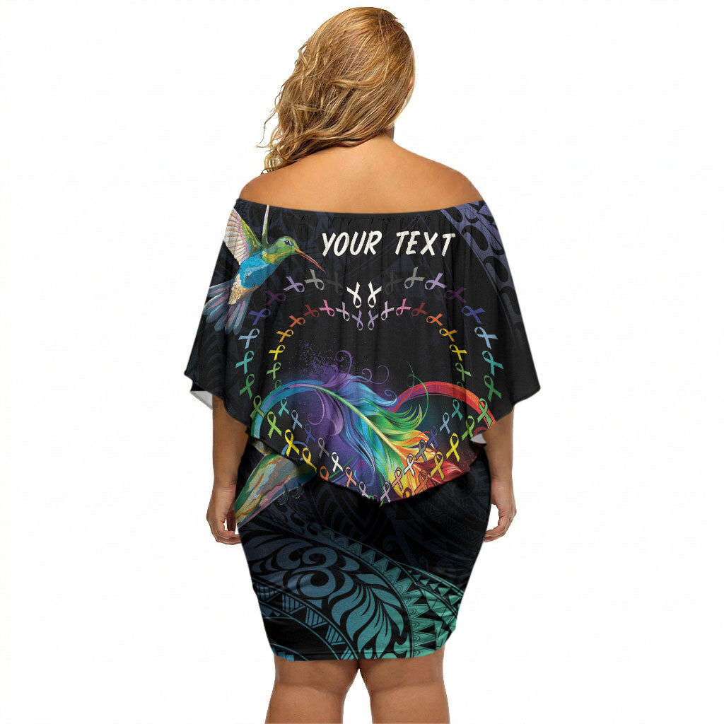 Polynesian Hummingbird - Fly High Until We Meet Again Personalized Off Shoulder Short Dress