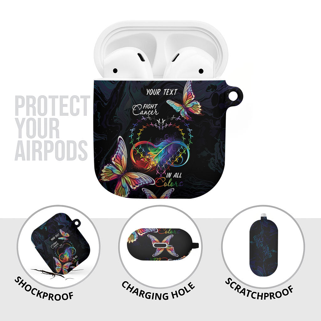 Fight Cancer In All Colors Personalized AirPods Case Whimsical Butterflies