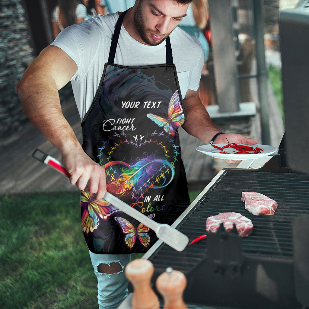 Fight Cancer In All Colors Personalized Apron Whimsical Butterflies