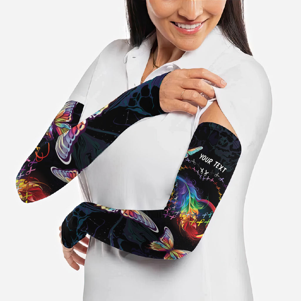 Fight Cancer In All Colors Personalized Arm Sleeves Whimsical Butterflies